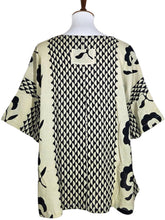 Side Slit Blouse - Natural Color - Flower Dot Print - Black