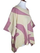 Side Slit Blouse - Natural Color - Jumbo Hiragana A Print - Viola Purple