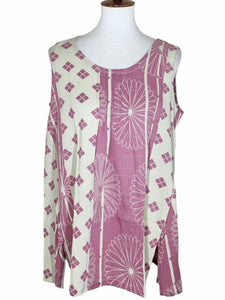A-Line Tank - Natural Color - Kiku Print - Viola Purple