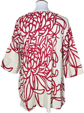 Button Top - Natural Color - Mum Print - Carbon Red
