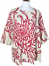 Button Top - Natural Color - Mum Print - Carbon Red