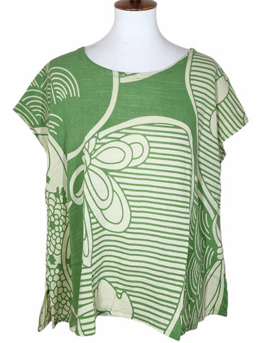 T-Top - Natural Color - Obi Print - Basil Green