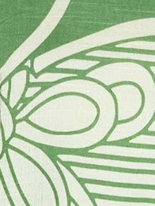 A-Line Blouse - Natural Color - Obi Print - Basil Green