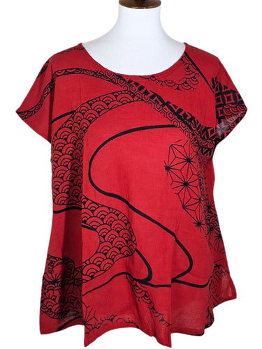 T-Top - Kimono Wave Print - Red