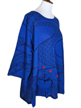 Button Top - Kimono Wave Print - Indigo