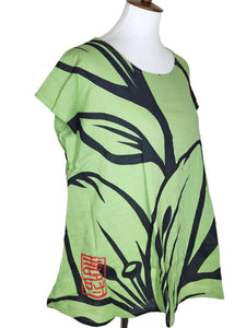 T-Top - Lily Print - Lime