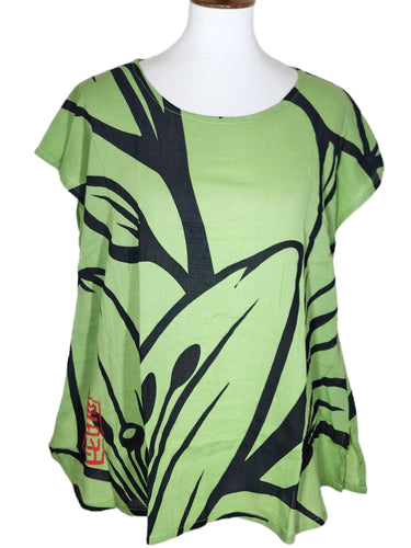 T-Top - Lily Print - Lime