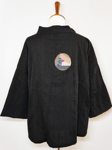 Cowl Neck Asymmetrical Pullover - Poly - Vintage Patchwork - Black