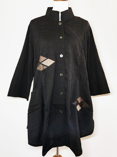 Scoop Pocket Jacket - Poly - Vintage Patchwork - Black