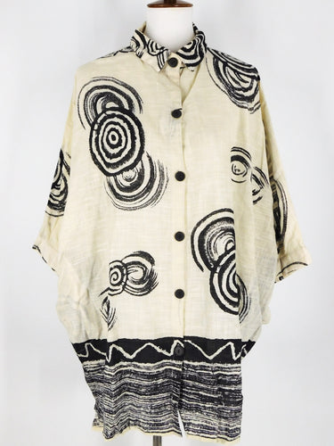 Button Front Shirt - Naruto Stripe Combo - Natural