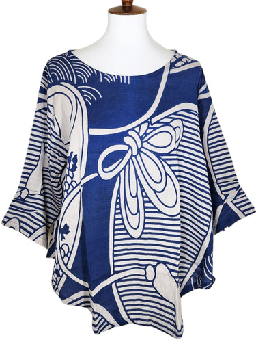 Essential Blouse - Obi Print - Blue Jean