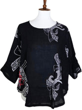 Essential Blouse - Ribbon Print - Black