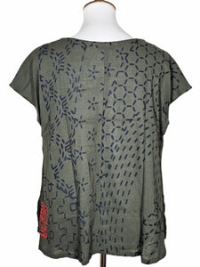 T-Top - Sashiko Print - Charcoal