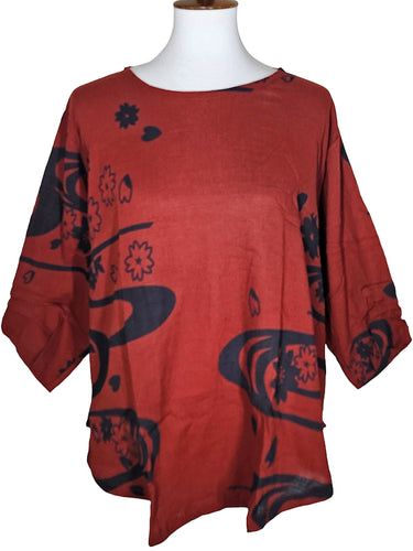 Essential Blouse - Sakura Stream Print - Maroon