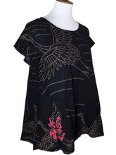 T-Top - Sashiko Tsuru Print - Black/Gold