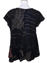 T-Top - Sashiko Tsuru Print - Black/Gold