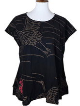 T-Top - Sashiko Tsuru Print - Black/Gold