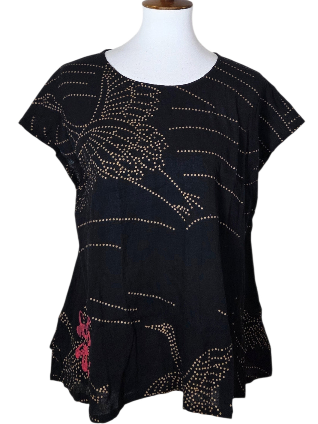 T-Top - Sashiko Tsuru Print - Black/Gold