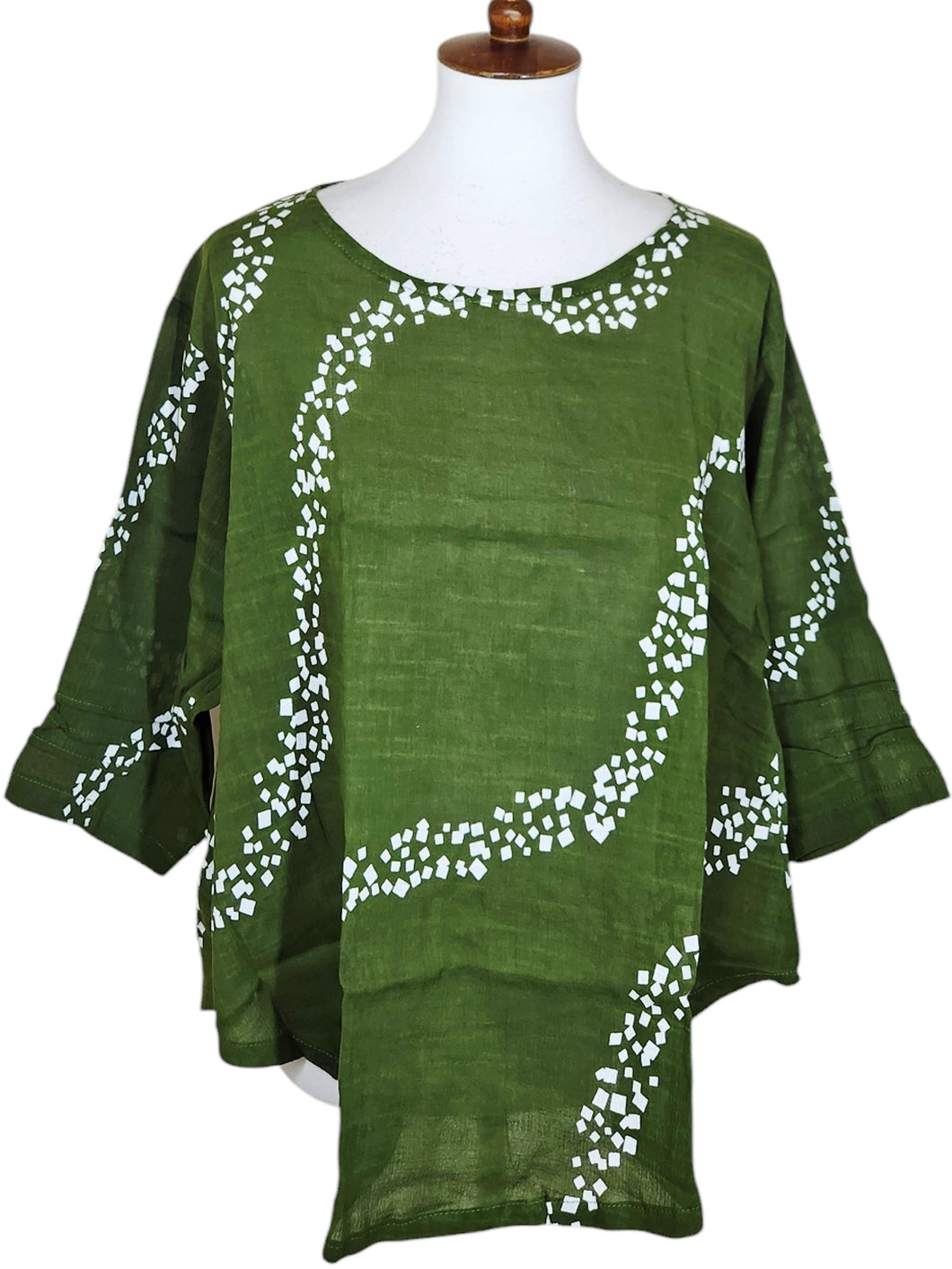 Essential Blouse - Stream Print - Dark Olive