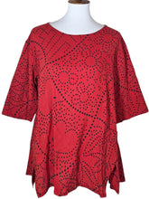 El Blouse - Sashiko Wave Print - Red
