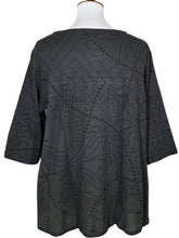 Button Top - Sashiko Wave Print - Charcoal