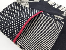 Red Trim Pocket Tote Bag - Multi Patch - Black