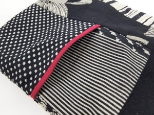 Red Trim Pocket Tote Bag - Multi Patch - Black