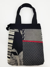 Red Trim Pocket Tote Bag - Multi Patch - Black