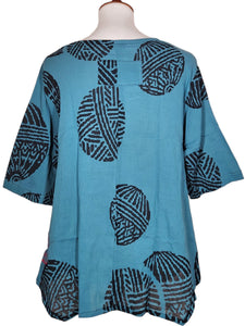 A-Line Blouse - Temari Print - New Teal