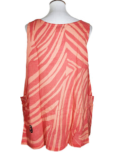 Pocket Tank - Tropical Print - Coral Pink