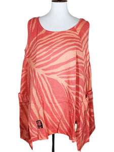 Pocket Tank - Tropical Print - Coral Pink