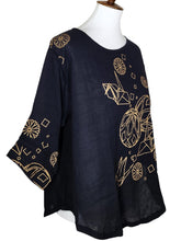 Essential Blouse - Tsuru Temari Print - Black/Gold