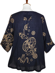 Essential Blouse - Tsuru Temari Print - Black/Gold