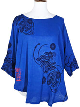 Essential Blouse - Wave Kiku Print - Indigo