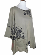 Tab Pocket Top - Wave Kiku Print - Grey