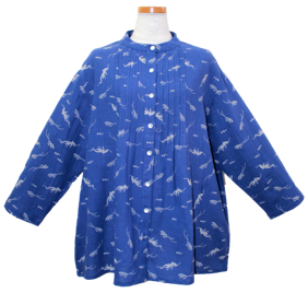 Pintuck Jacket - Nature Print - Blue