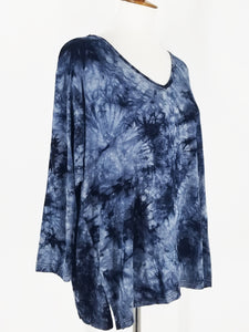 Tie Dye V-Neck Top - Grey/Black