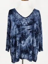 Tie Dye V-Neck Top - Grey/Black