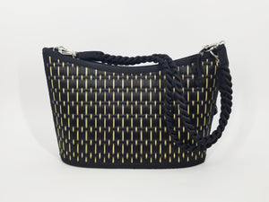 Tatami Style Crescent Shape Bag - Black Burleywood - Large