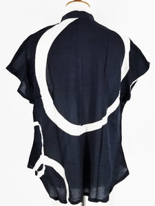 Pintuck Top - Moon Print - Dark Charcoal