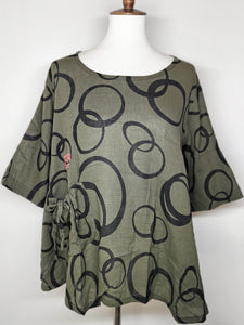 A-Line Blouse - Ring Ring Print - Charcoal