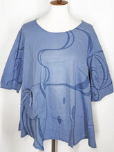A-Line Blouse - Ryusui Print - Blue Jean