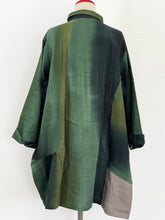 Panel Long Jacket - Gradient Stripe Print - Green