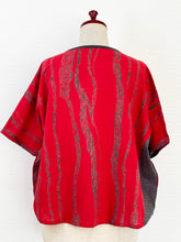 Panel Crop Top - Stream Print w/ Textile Patch - Red