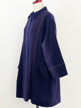 Long Jacket - Gradient Wave Print with Sashiko - Purple