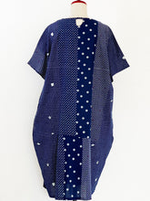 Panel Dress - Multi Dot Patchwork Print - Dark Blue