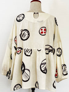 Flare Bottom Pullover - Tiger Bubble Print - Natural