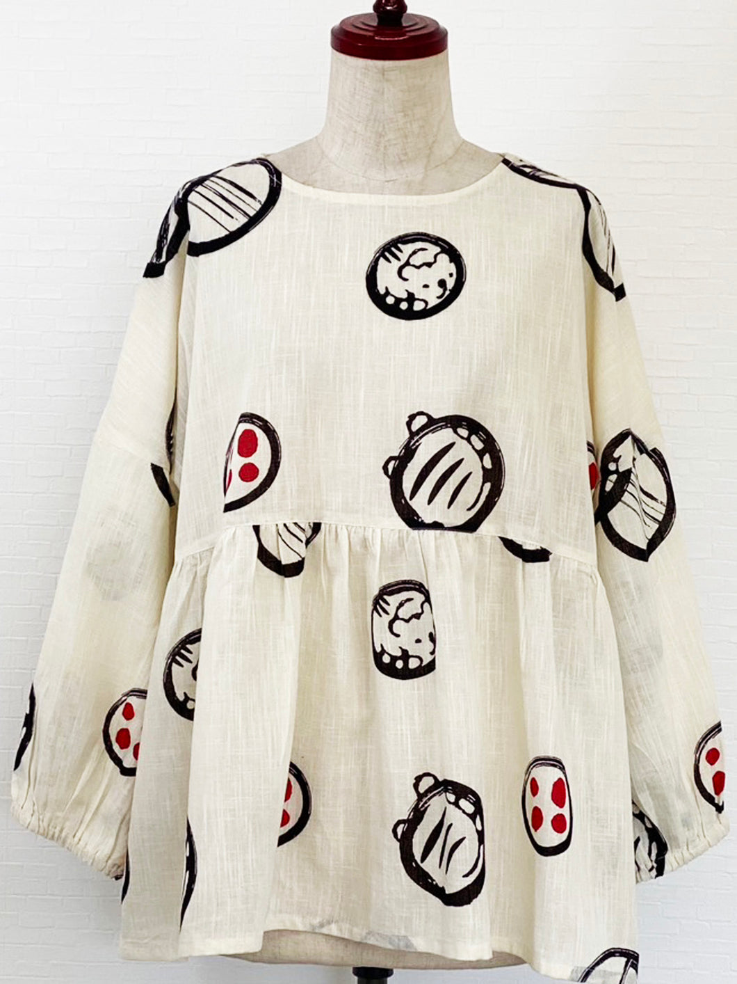 Flare Bottom Pullover - Tiger Bubble Print - Natural