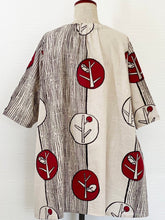 Gathered Neck Tunic - Bare Tree Bubble Print - Light Grey