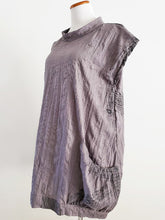 Cowl Neck Bubble Tunic - Brush Print - Grey